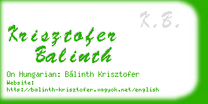 krisztofer balinth business card