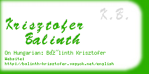 krisztofer balinth business card